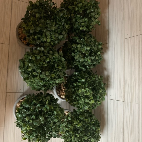 7 Artificial Green Topiary Trees in Gray Pots - Picture 3 of 7